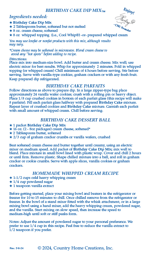 Birthday Cake Dip Mix