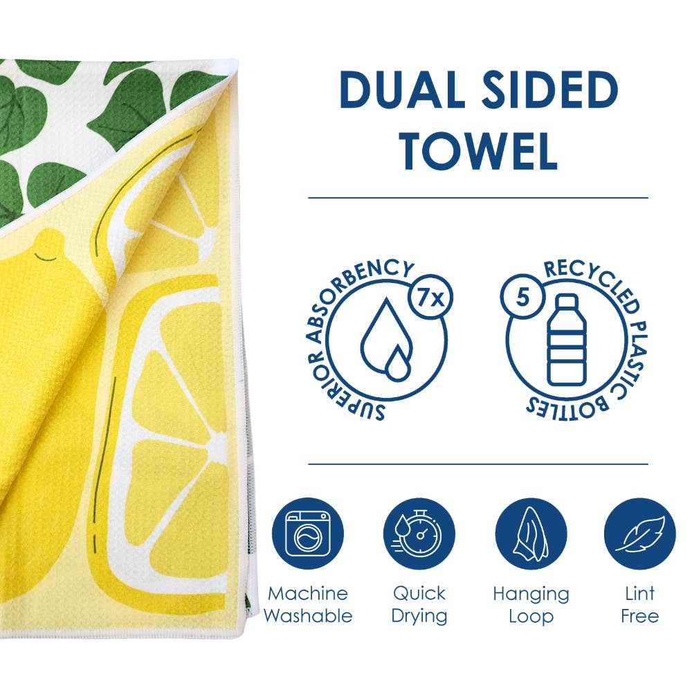 Lemons - Dual Sided Hand Towel-Microfiber Kitchen Towel