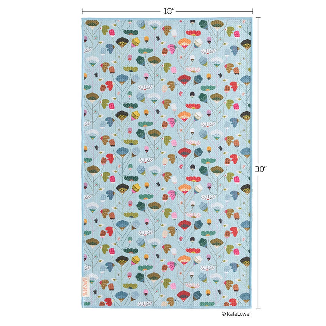 Floral Stems Microfiber Kitchen Towel, Spring Flower Decor