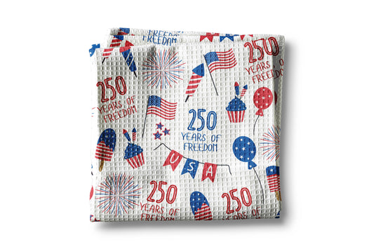 USA 250 4th July Patriotic Kitchen Towel Waffle America
