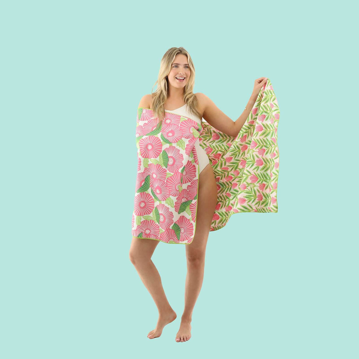 Pink Papaver Reversible Eco Beach Towel