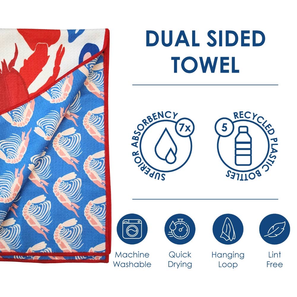 Lobster - Dual Sided Hand Towel- Microfiber Kitchen Towel
