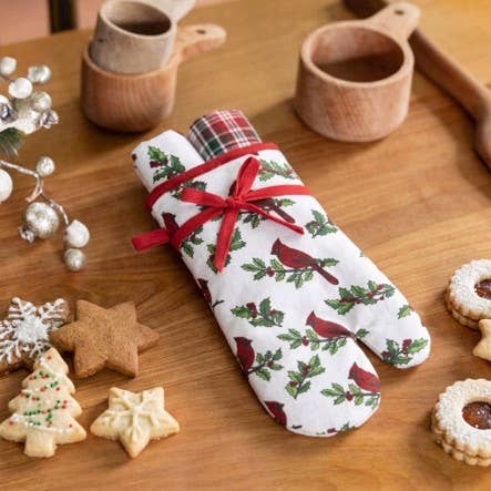 3-Pack Christmas Set: Two Kitchen Towels In Oven Mitt