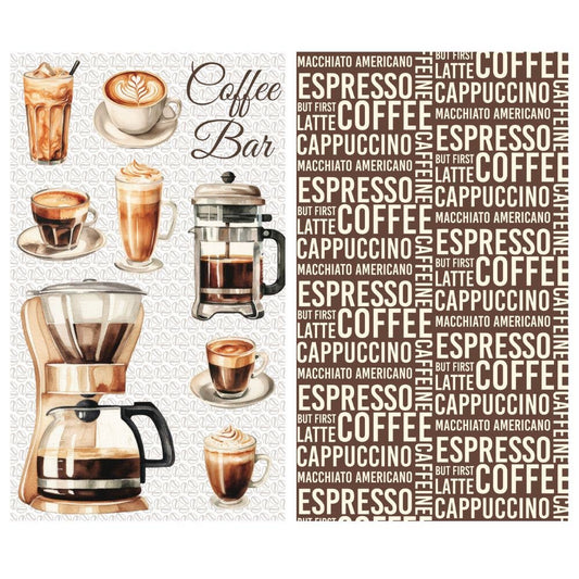 Coffee - Dual Sided Hand Towel- Microfiber Kitchen Towel