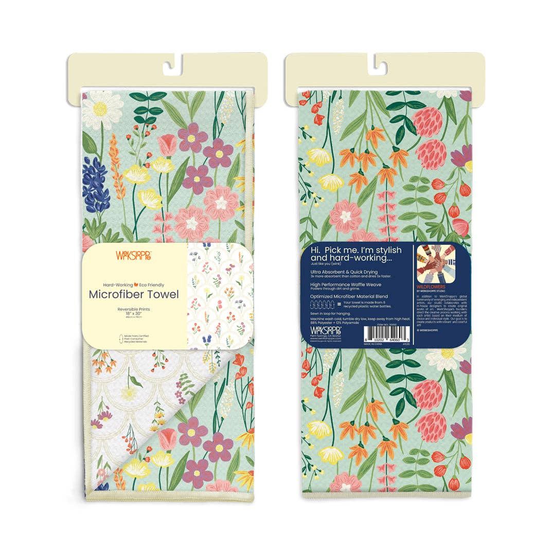 Wildflowers Microfiber Kitchen Towel, Spring Decor and Gift