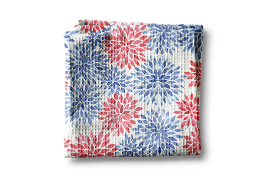 Fireworks Red White Blue Flag Kitchen Towel Waffle
