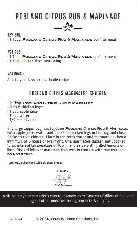 Gourmet Griller- Poblano Citrus Rub & Marinade