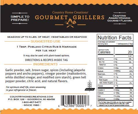 Gourmet Griller- Poblano Citrus Rub & Marinade