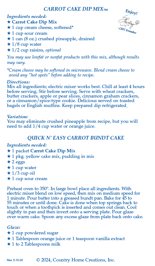 Carrot Cake Dip Mix