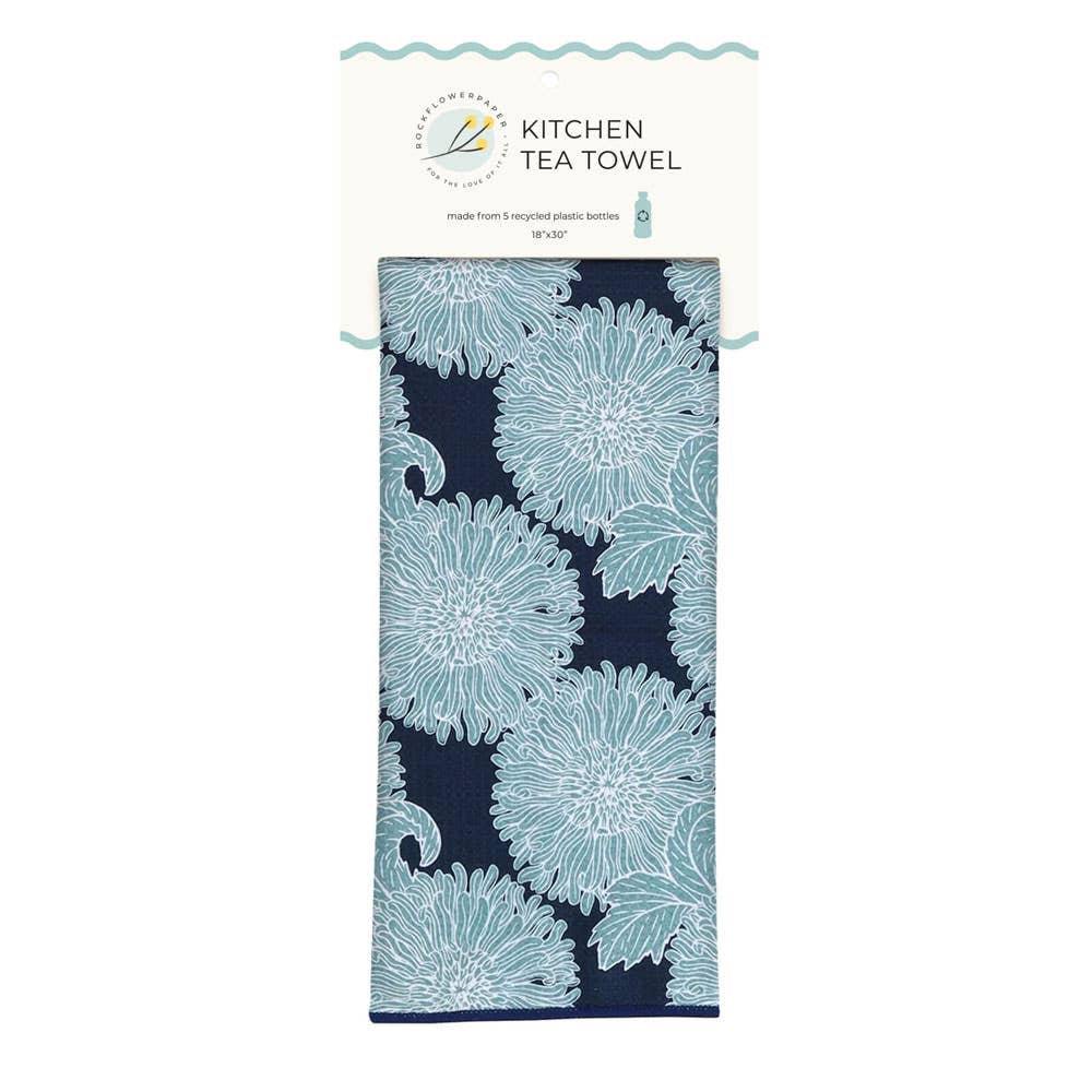 Chrysanthemum Flower Eco Kitchen Tea Towel