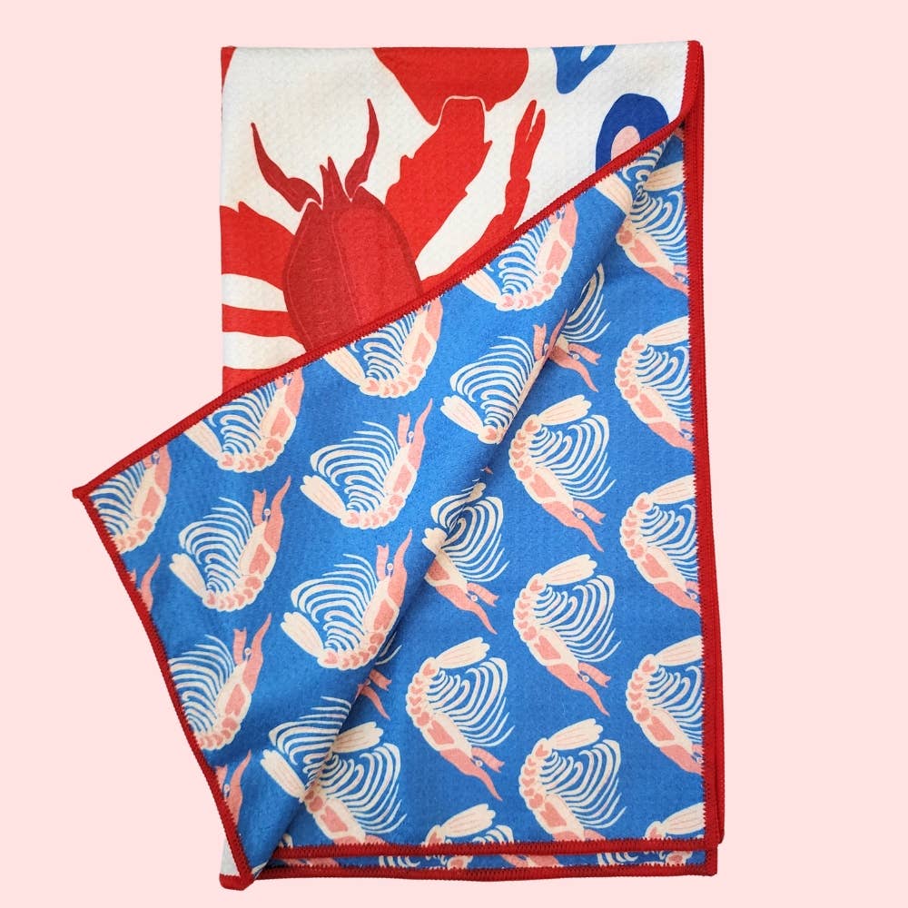 Lobster - Dual Sided Hand Towel- Microfiber Kitchen Towel