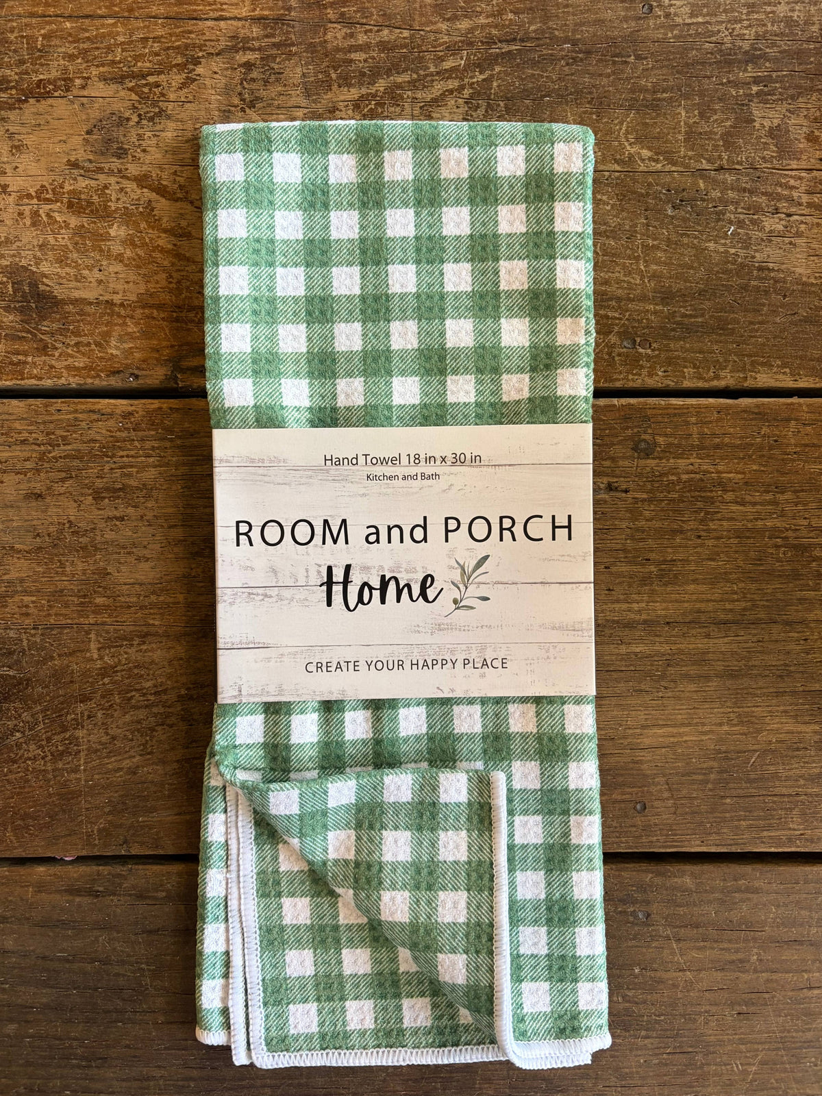 Green Grass Gingham - Hand Towel - Microfiber Recycled 2side