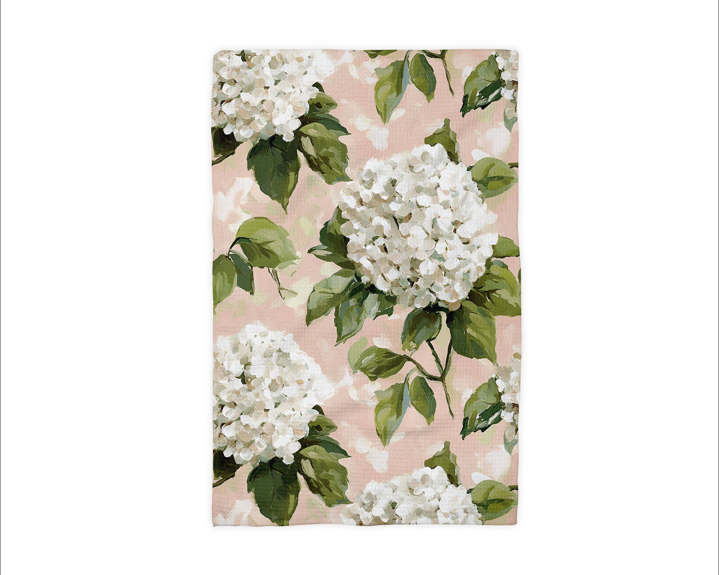 White Hydrangea Flower Chinoiserie Kitchen Towel Preppy Spring