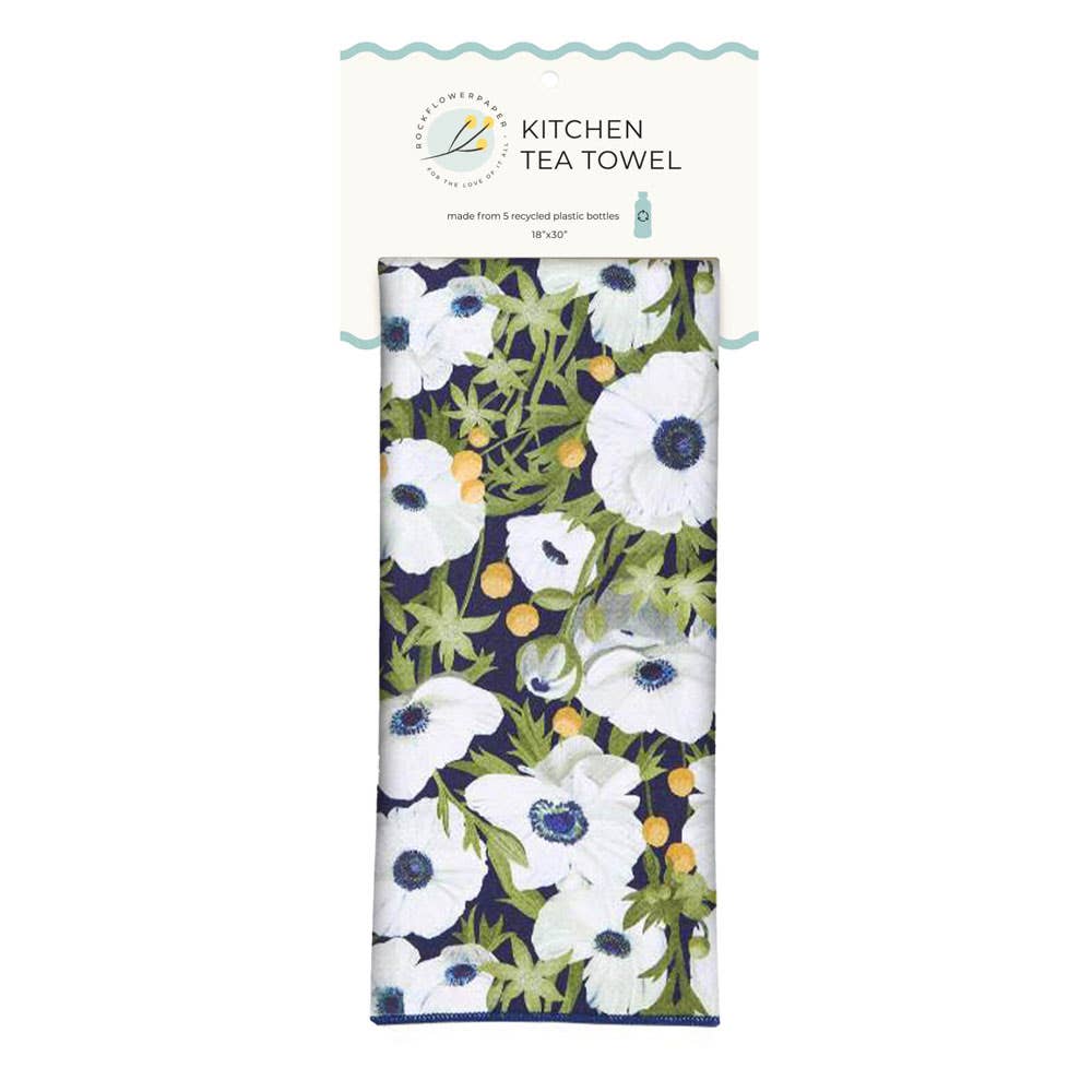 Anemone Poppy Eco Kitchen Tea Towel