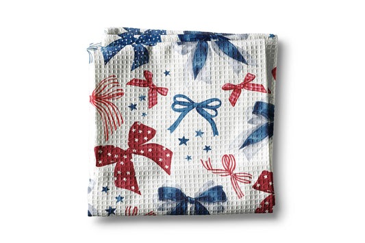 Ribbons Red White Blue Flag Kitchen Towel Waffle