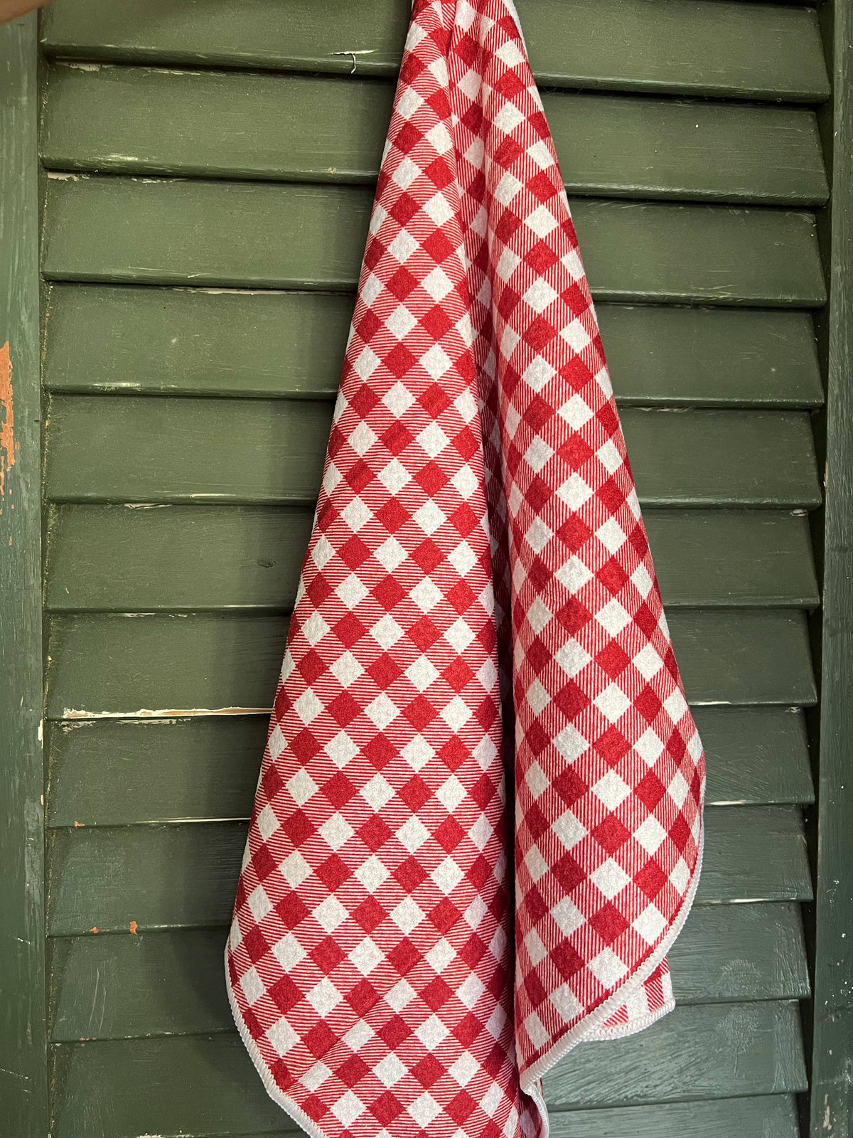 Strawberry Red Gingham Tea/Hand Towel-Recycled 2 sided