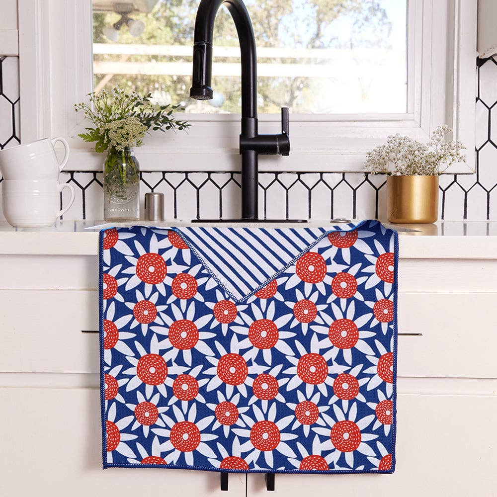 Straw Sunflower Red Eco Kitchen Tea Towel