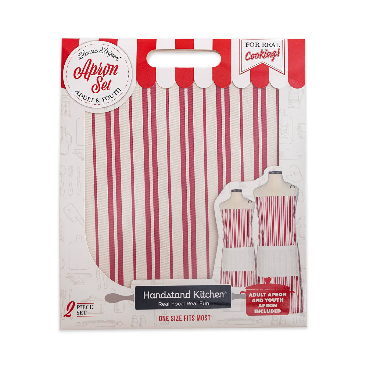 Classic Striped Adult & Youth Apron Set – Matching 2pc Set