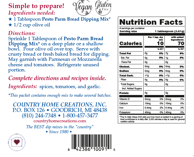 Pesto Parmesan Bread Dipping Mix