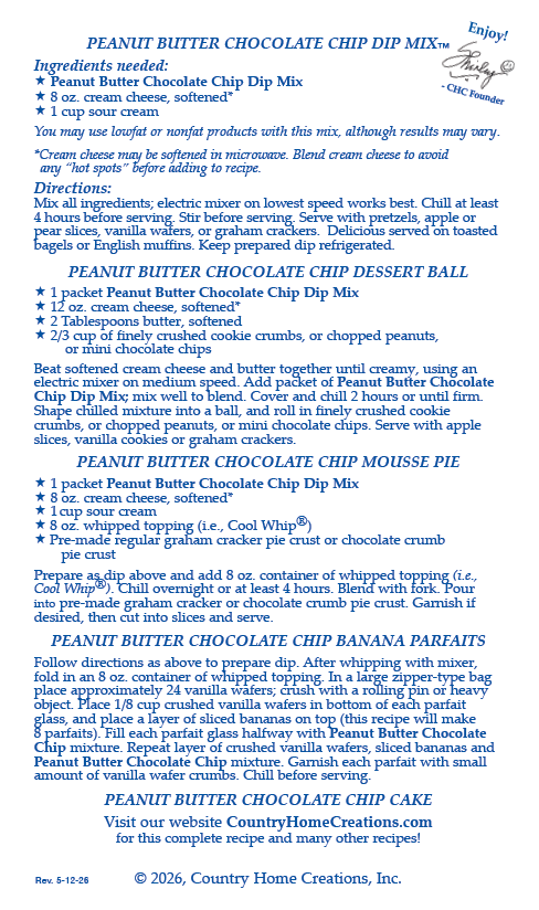 Peanut Butter Chocolate Chip Dip Mix