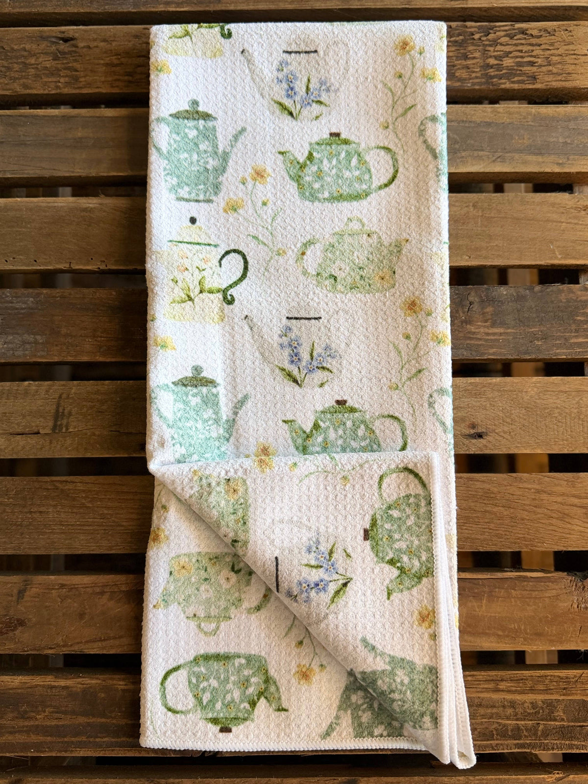 Teapot Garden - Hand/Tea Towel - Recycled Microfiber 2 sided