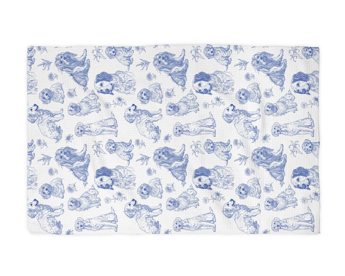 Dog Chinoiserie Grandmillennial Kitchen Towel Blue Preppy