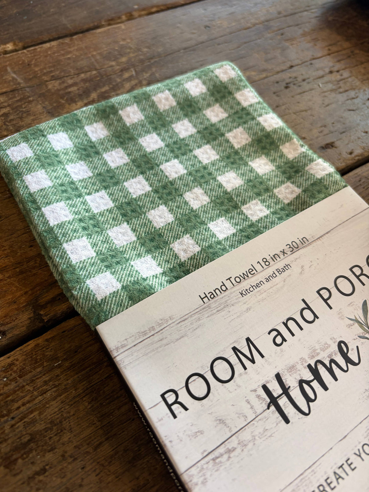 Green Grass Gingham - Hand Towel - Microfiber Recycled 2side