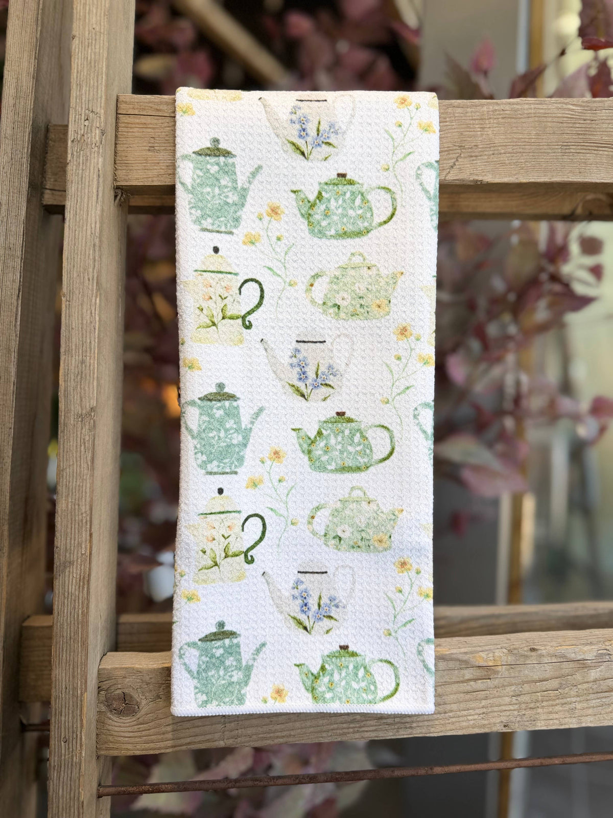 Teapot Garden - Hand/Tea Towel - Recycled Microfiber 2 sided