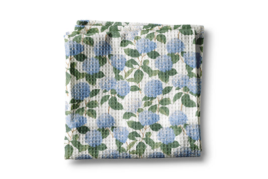Blue Hydrangea Flower Chinoiserie Kitchen Towel Preppy Spring