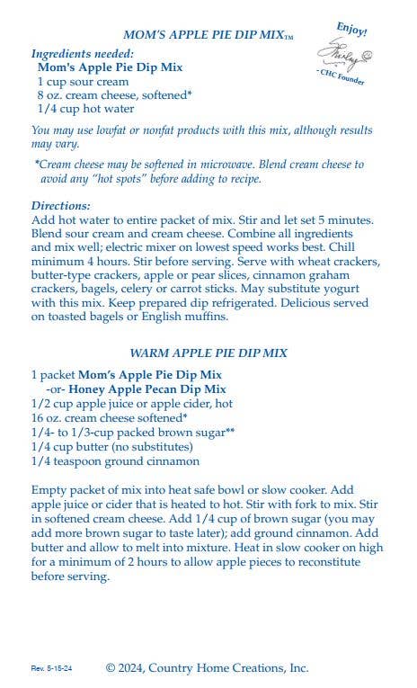 Mom's Apple Pie Dip Mix