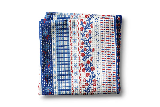 4th July Patriotic Red White Blue Flag Kitchen Towel Waffle