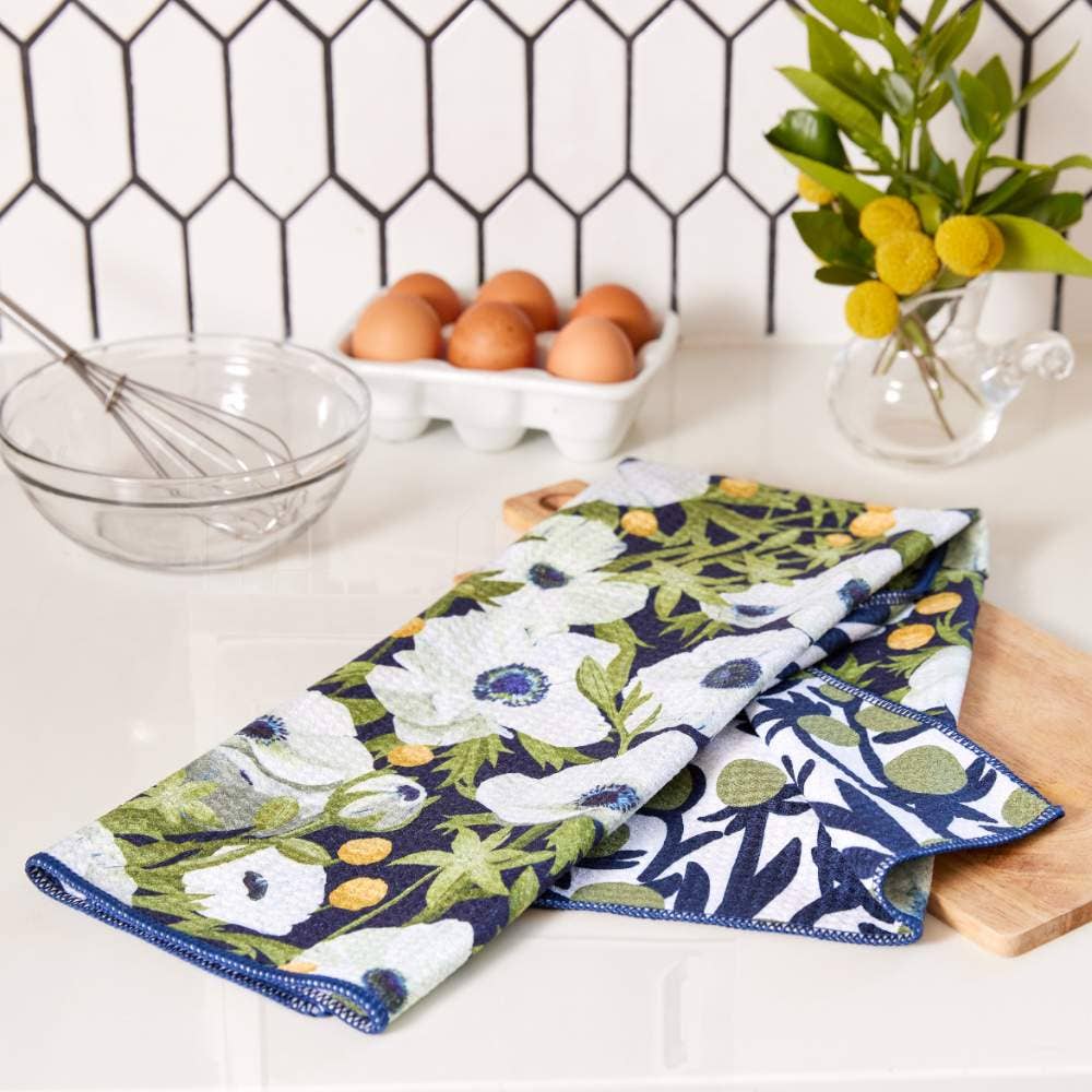 Anemone Poppy Eco Kitchen Tea Towel