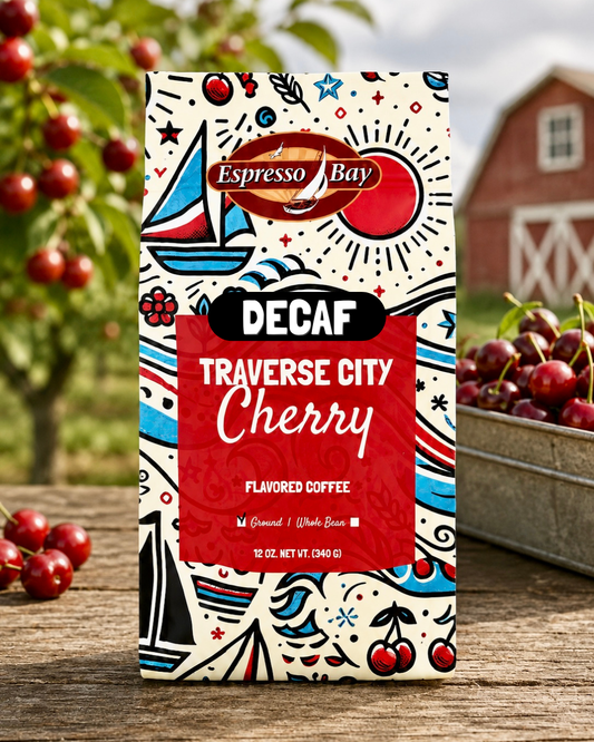 Decaf Traverse City Cherry: Flavored Whole Bean / 12 oz.