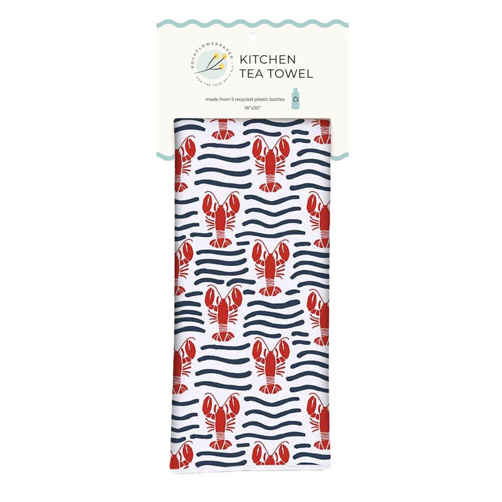 Lobster Waves Eco Tea Towel