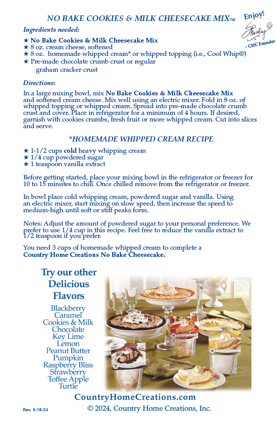 No Bake Cookies & Milk Cheesecake Mix