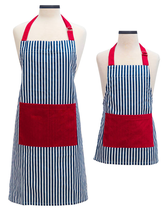 Striped Adult and Youth Apron Set - Matching 2pc Set