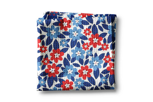 July 4th Floral Kitchen Towel Patriotic Red White Blue