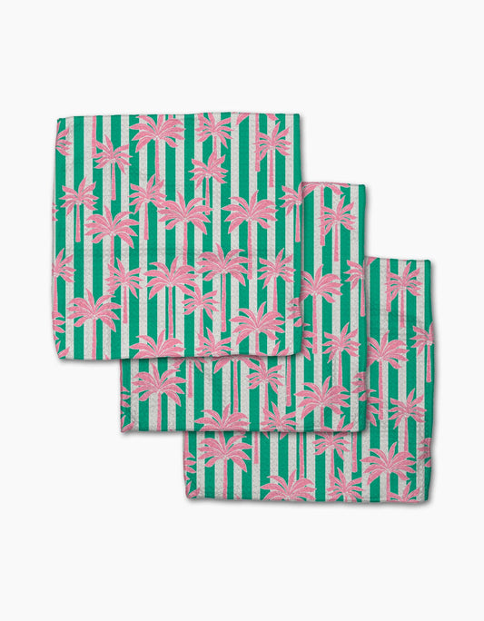 Palm Tree Stripe Dishcloth Set