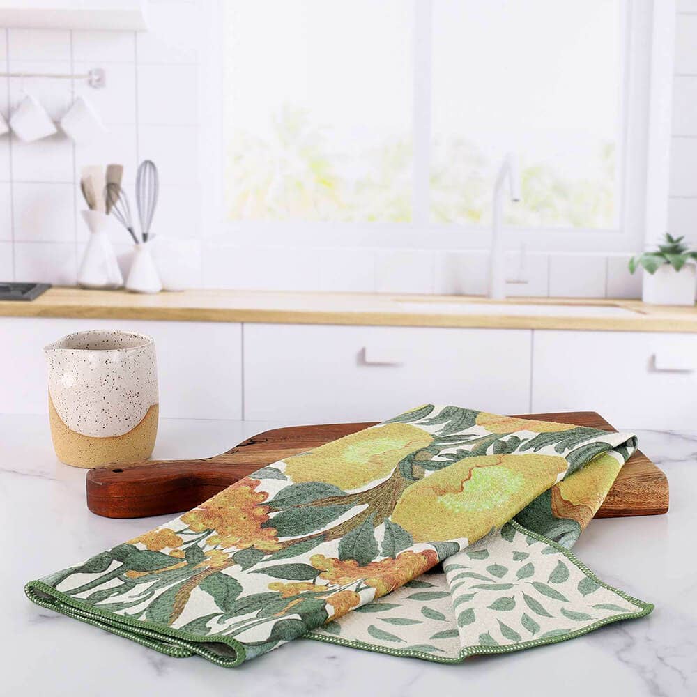 Icelandic Poppies Gold Eco Tea Towel