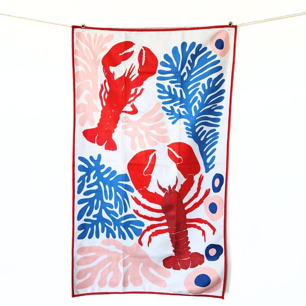 Lobster - Dual Sided Hand Towel- Microfiber Kitchen Towel