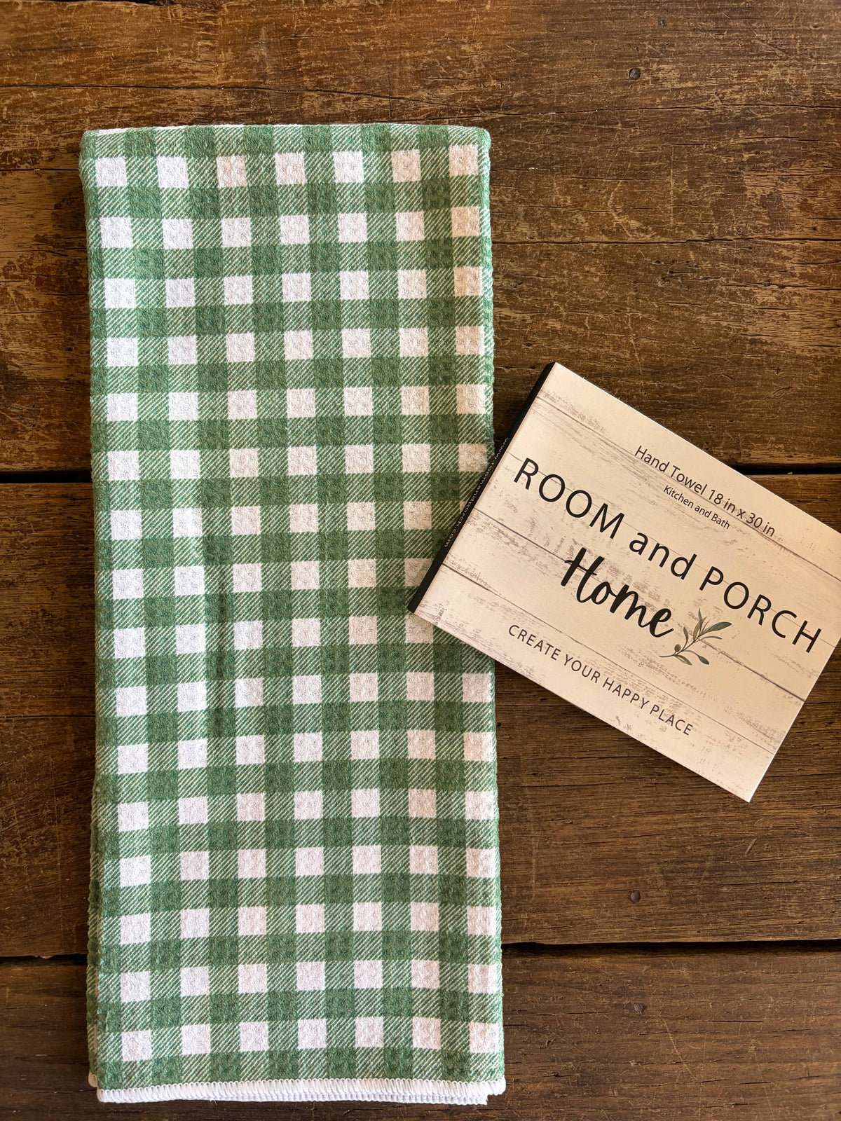 Green Grass Gingham - Hand Towel - Microfiber Recycled 2side