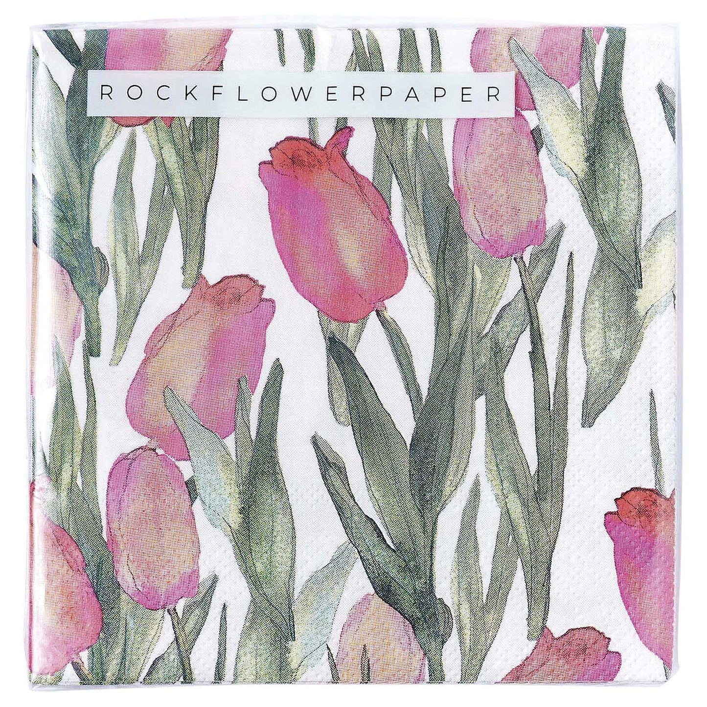 Pink Tulips Paper Cocktail Napkins (Pack of 25)