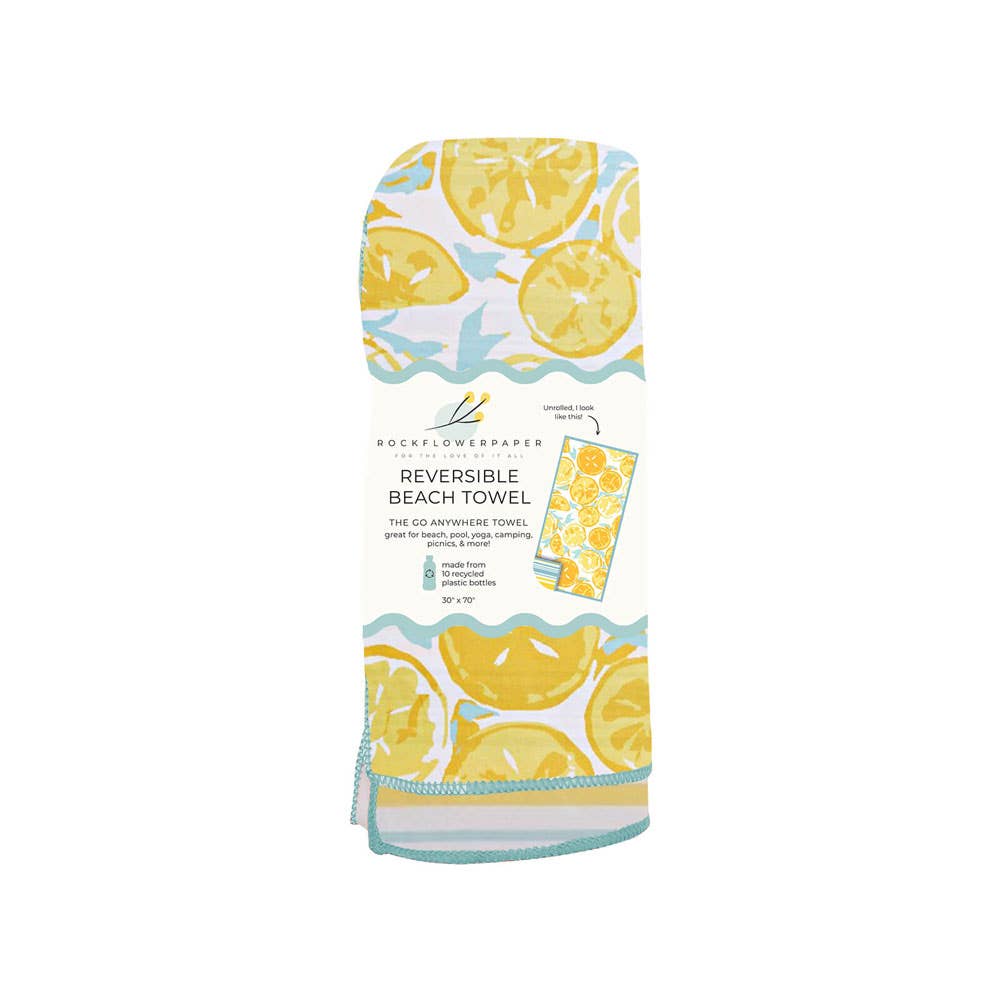 Lemon Slices Reversible Eco Beach Towel