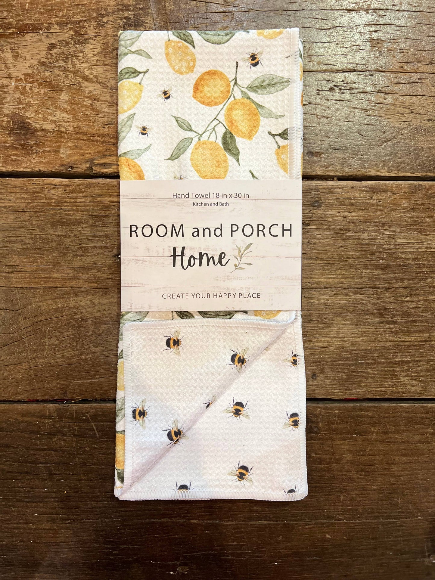 Lemon & Bees Microfiber Tea/Hand Towel-Recycled Double-Sided