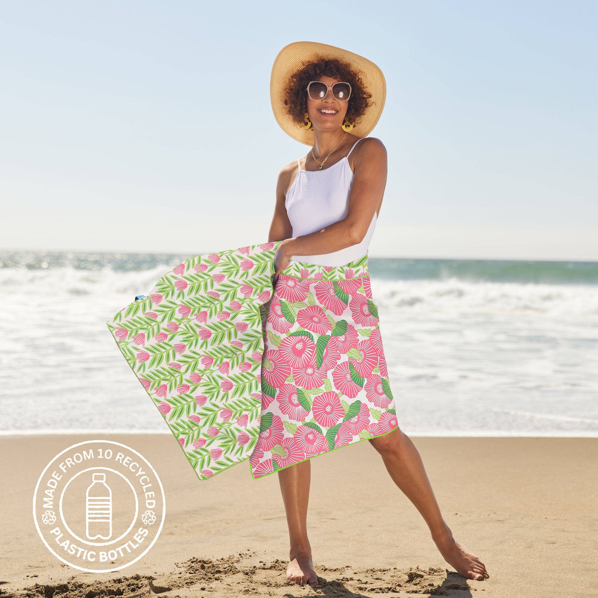 Pink Papaver Reversible Eco Beach Towel