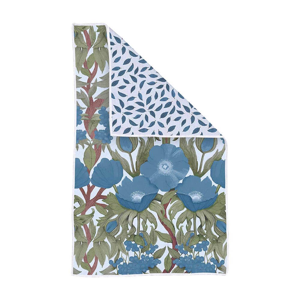 Icelandic Poppies Blue Eco Tea Towel
