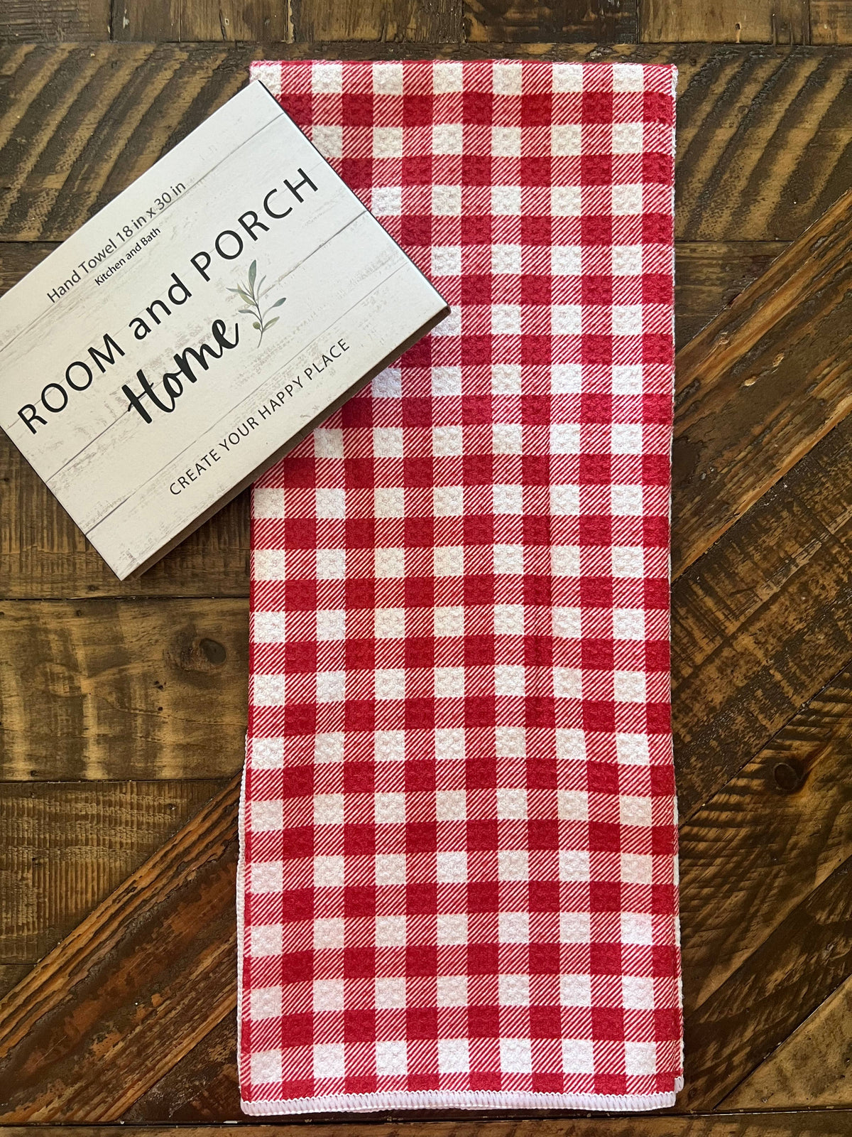 Strawberry Red Gingham Tea/Hand Towel-Recycled 2 sided