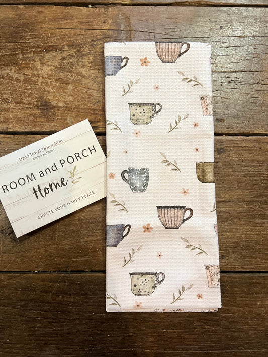 Cute Coffee Cups - Hand/Tea Towel - Recycled Microfiber