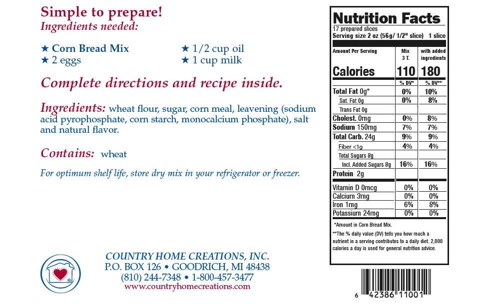 Sweet Corn Bread Mix