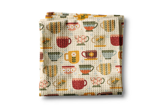Tea Retro Cup Room Shop Teacup Waffle Kitchen Towel Dish